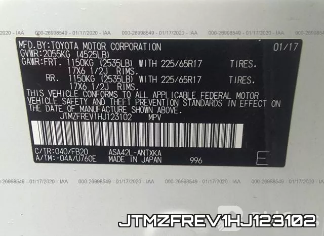 JTMZFREV1HJ123102 фото 10