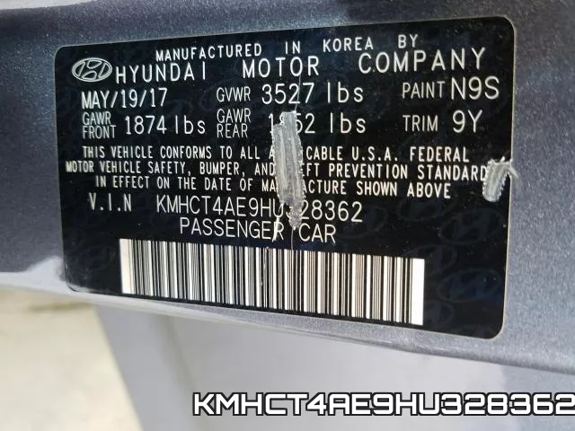 KMHCT4AE9HU328362 фото 2
