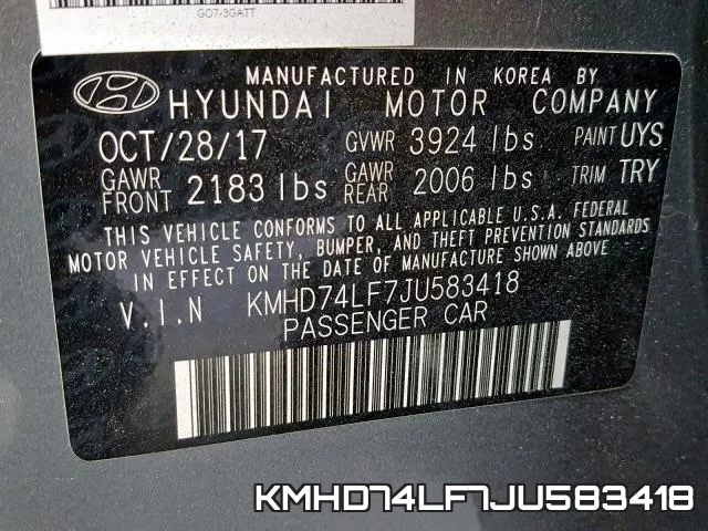 KMHD74LF7JU583418 фото 2