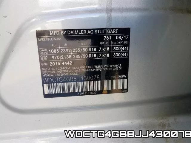 WDCTG4GB8JJ430078 фото 2