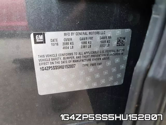 1G4ZP5SS5HU152807 фото 2