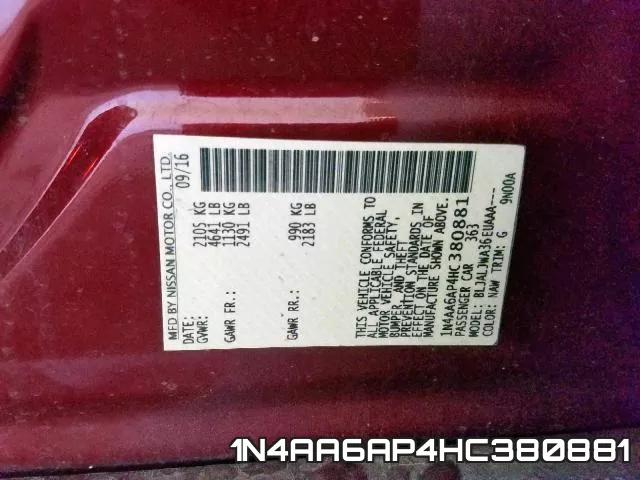 1N4AA6AP4HC380881 фото 2