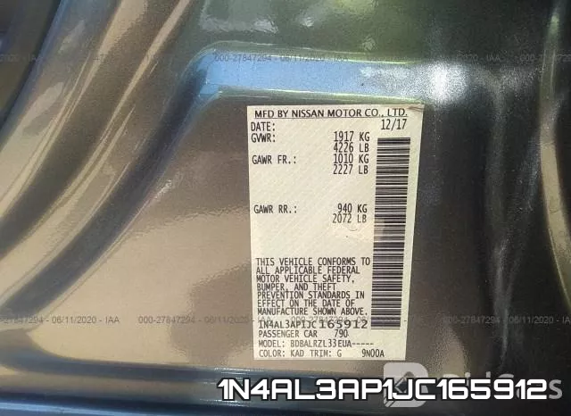1N4AL3AP1JC165912 фото 10