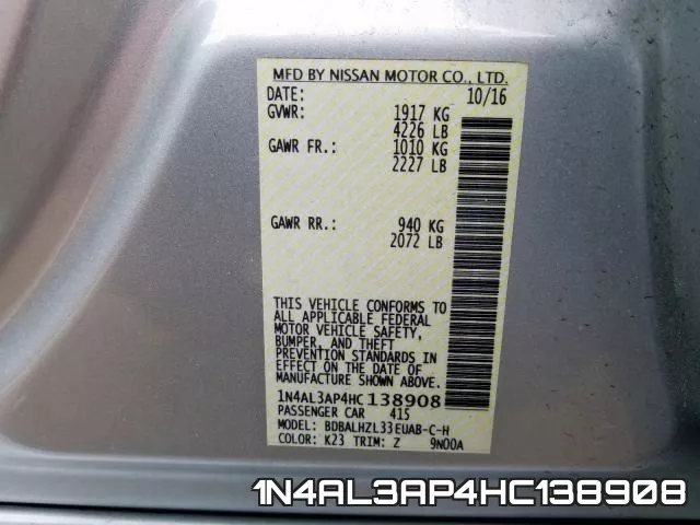 1N4AL3AP4HC138908 фото 2