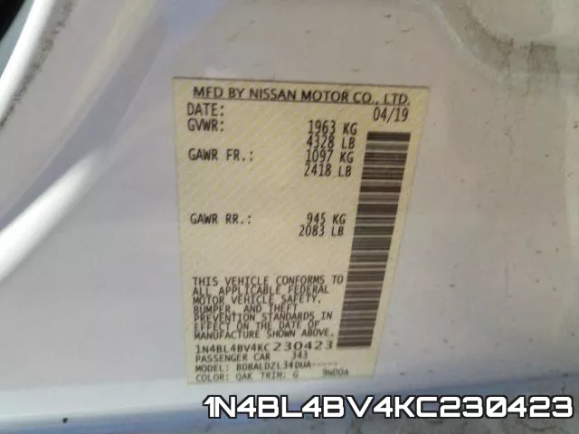 1N4BL4BV4KC230423 фото 2