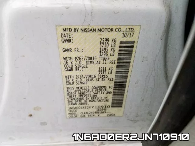 1N6AD0ER2JN710910 фото 2