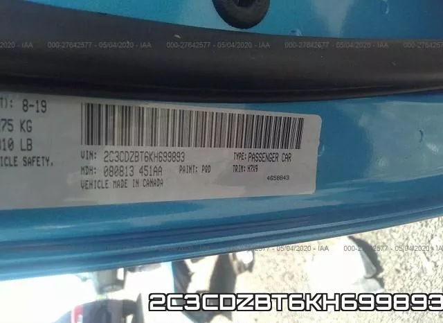 2C3CDZBT6KH699893 фото 10