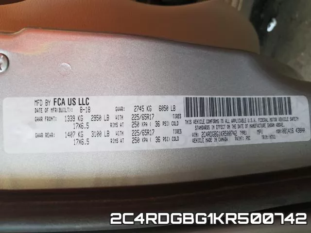 2C4RDGBG1KR500742 фото 2