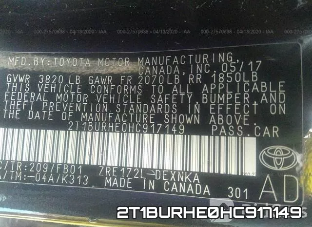 2T1BURHE0HC917149 фото 10