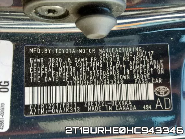 2T1BURHE0HC943346 фото 2