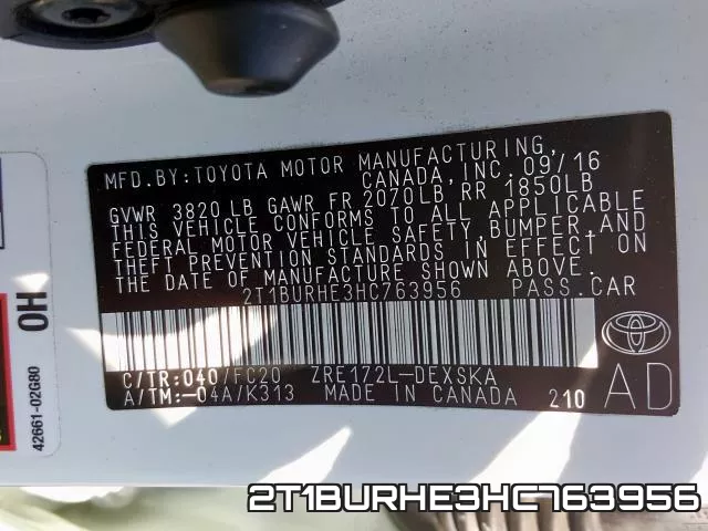 2T1BURHE3HC763956 фото 2