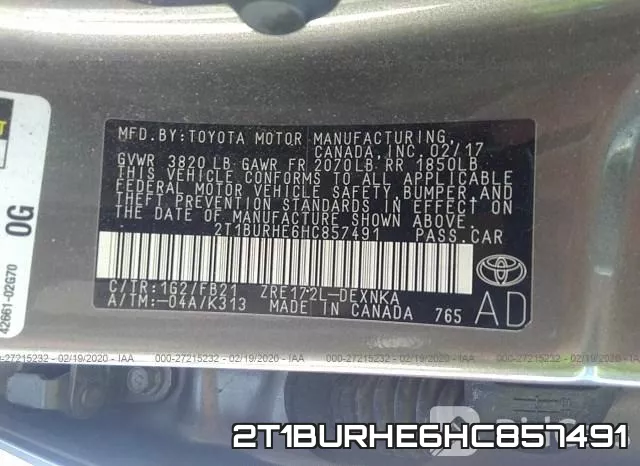 2T1BURHE6HC857491 фото 10