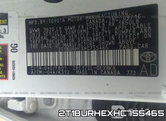2T1BURHEXHC755465 фото 10