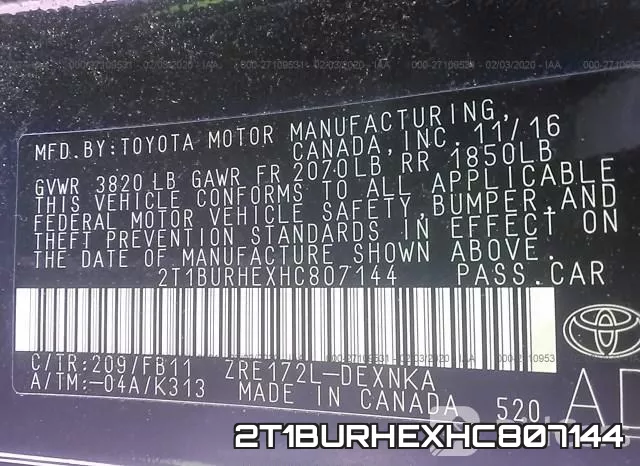 2T1BURHEXHC807144 фото 10