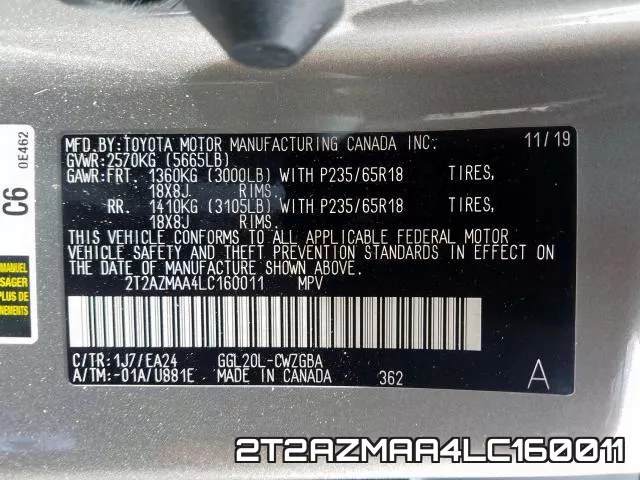 2T2AZMAA4LC160011 фото 2