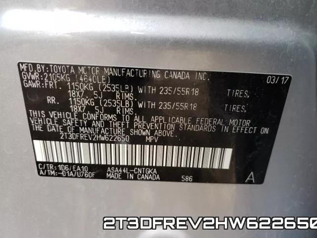 2T3DFREV2HW622650 фото 2