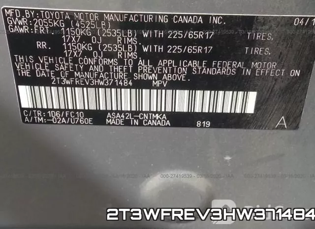 2T3WFREV3HW371484 фото 10