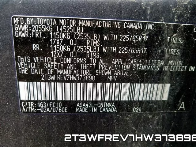 2T3WFREV7HW373898 фото 2