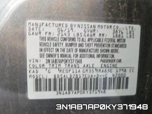 3N1AB7AP0KY371948 фото 2