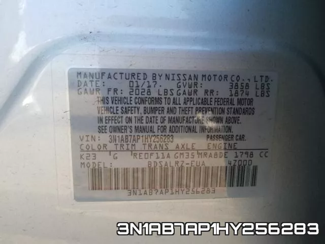 3N1AB7AP1HY256283 фото 2