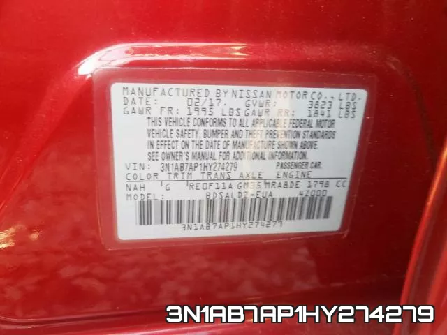 3N1AB7AP1HY274279 фото 2