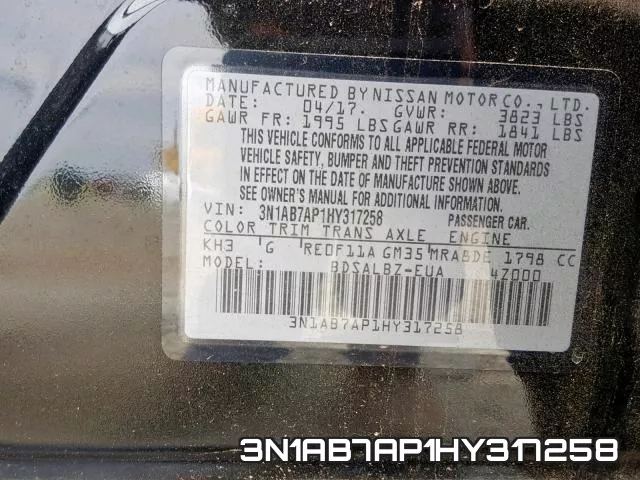 3N1AB7AP1HY317258 фото 2