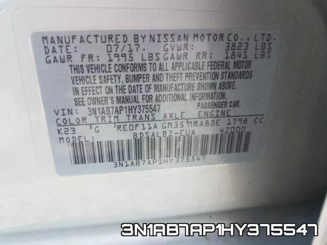3N1AB7AP1HY375547 фото 2