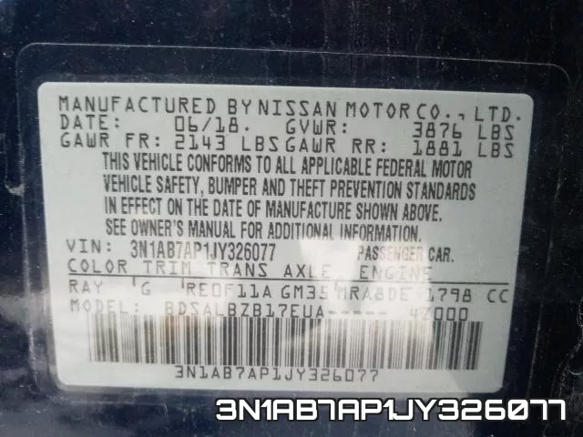 3N1AB7AP1JY326077 фото 2