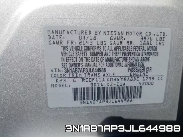 3N1AB7AP3JL644988 фото 2