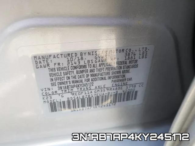 3N1AB7AP4KY245172 фото 2