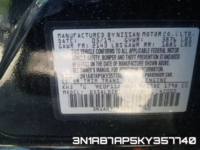3N1AB7AP5KY357740 фото 2