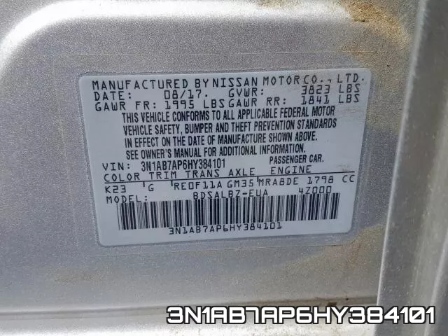 3N1AB7AP6HY384101 фото 2