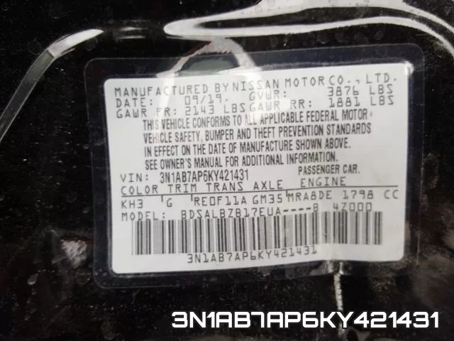 3N1AB7AP6KY421431 фото 2
