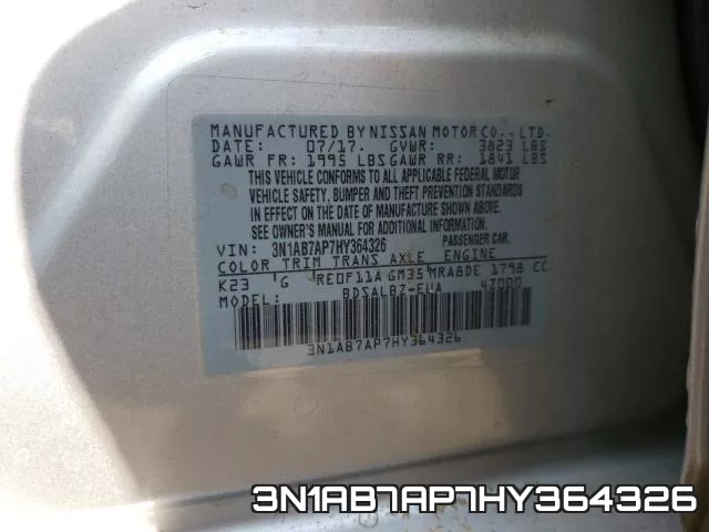 3N1AB7AP7HY364326 фото 2