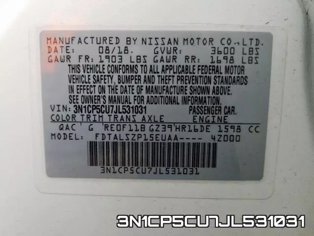 3N1CP5CU7JL531031 фото 2