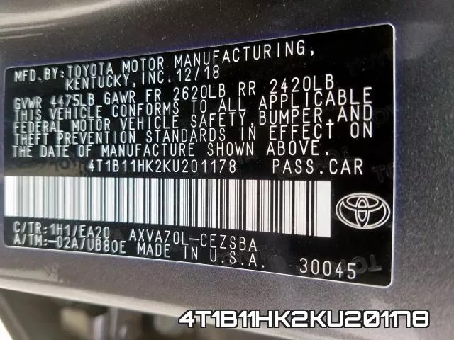 4T1B11HK2KU201178 фото 2