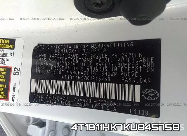4T1B11HK7KU845758 фото 10