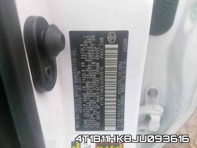 4T1B11HK8JU093616 фото 2
