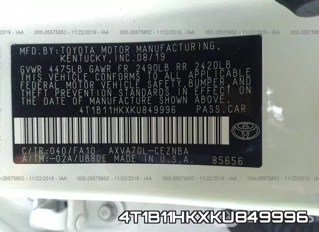 4T1B11HKXKU849996 фото 10