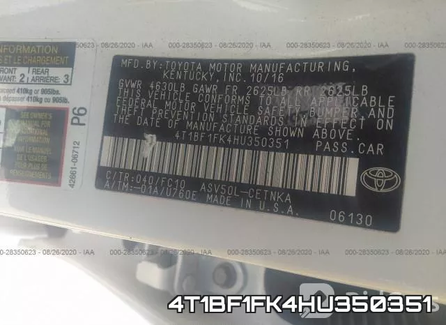 4T1BF1FK4HU350351 фото 10