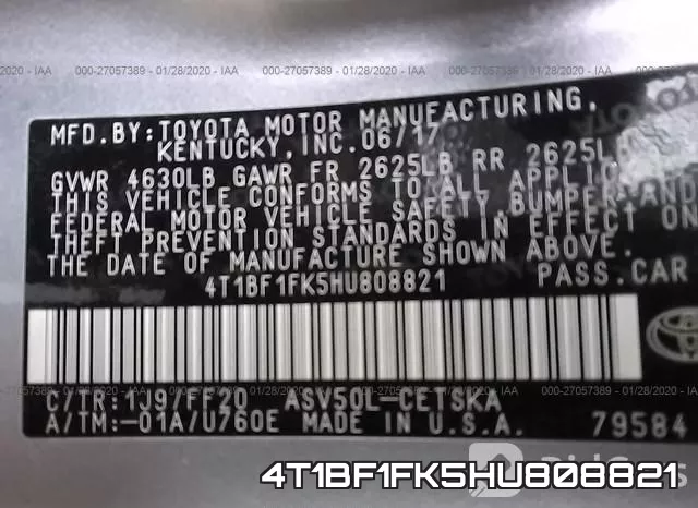 4T1BF1FK5HU808821 фото 10