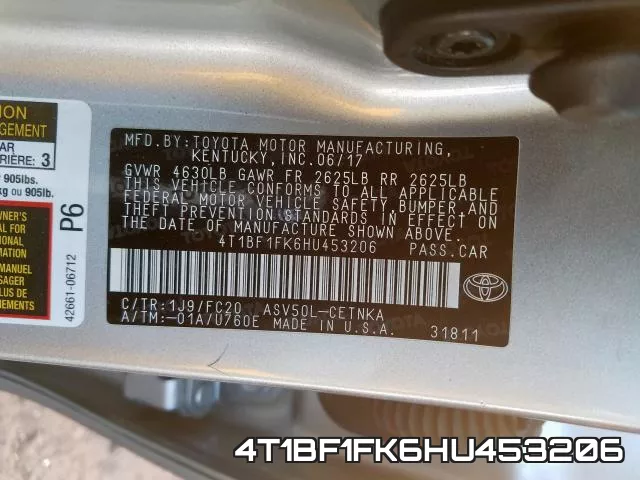4T1BF1FK6HU453206 фото 2