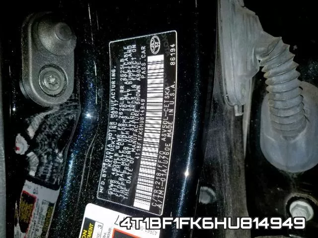 4T1BF1FK6HU814949 фото 2