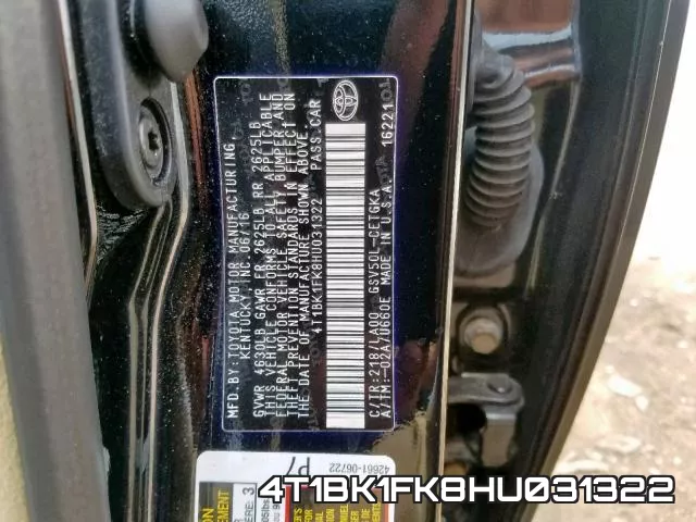 4T1BK1FK8HU031322 фото 2
