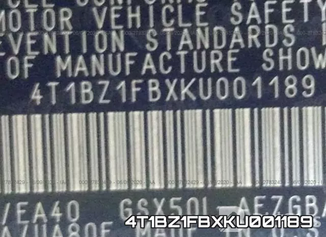 4T1BZ1FBXKU001189 фото 10