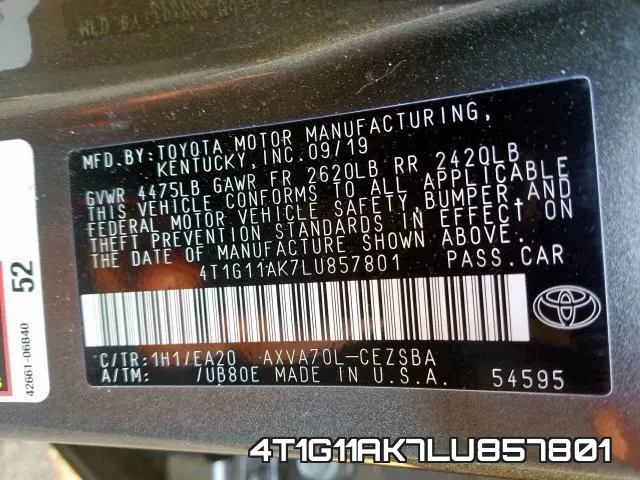 4T1G11AK7LU857801 фото 2