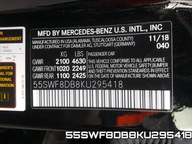 55SWF8DB8KU295418 фото 2