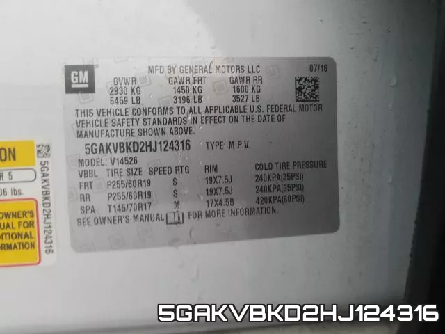 5GAKVBKD2HJ124316 фото 2