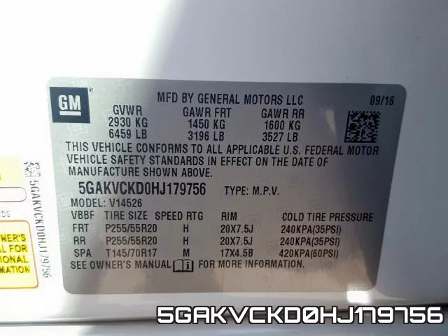 5GAKVCKD0HJ179756 фото 2