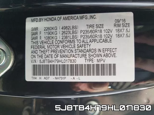 5J8TB4H79HL017830 фото 2